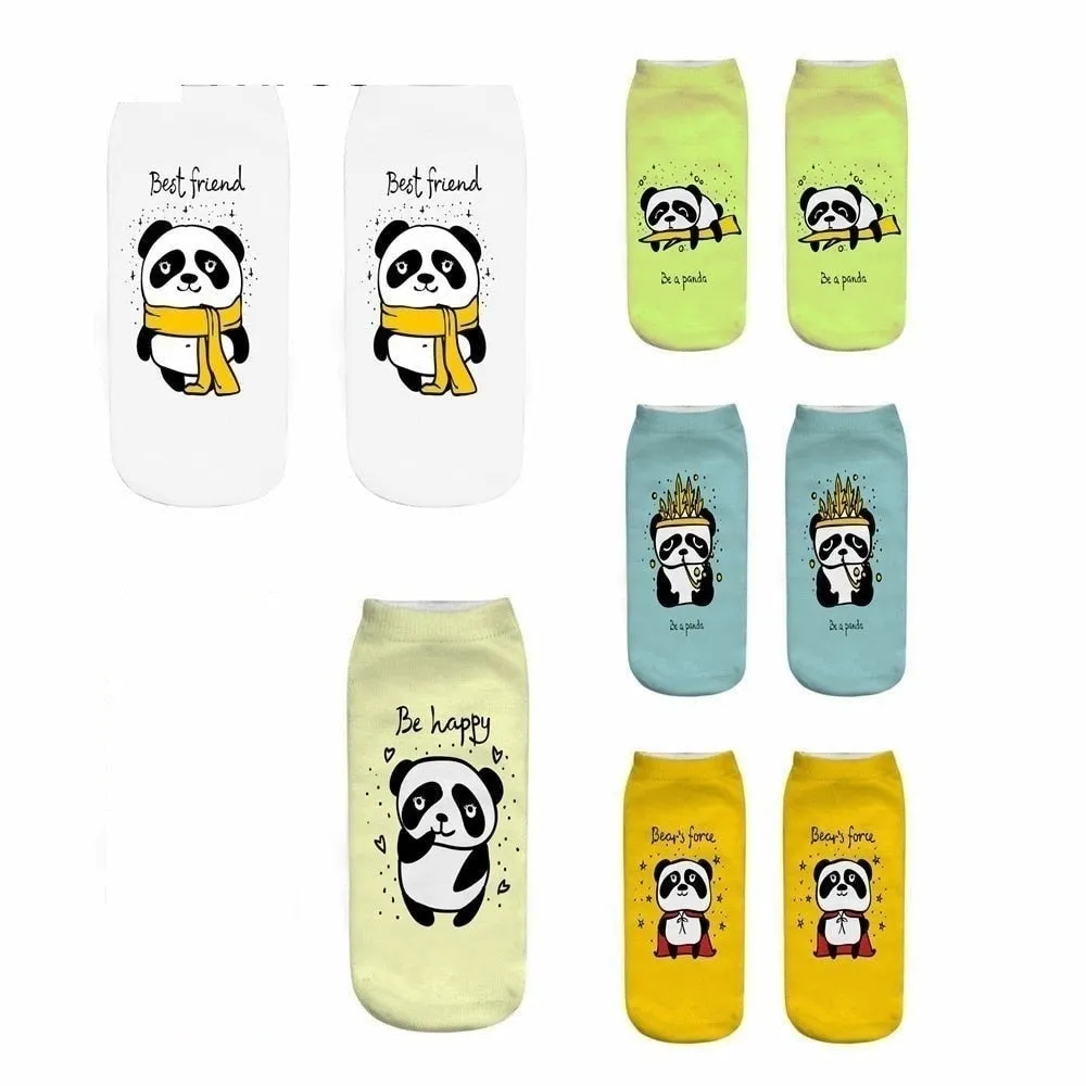 1 Pair Women's 3D Funny Cute Cartoon Panda Printed Colorful Socks