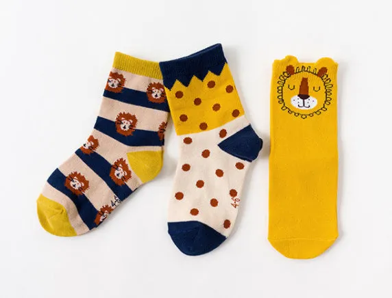 3 Pack Kids' Socks | Cotton | Lion