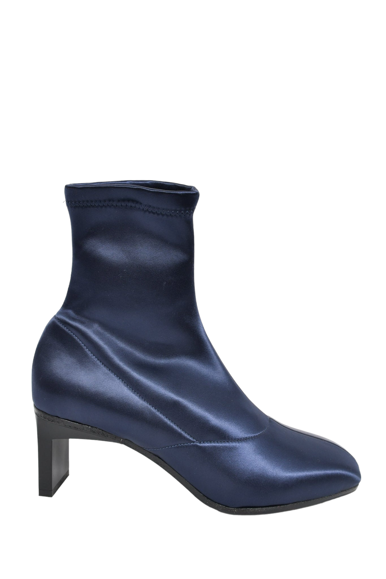 3.1 Phillip Lim Navy Blue Stretch Satin Square Toe Booties sz 36.5