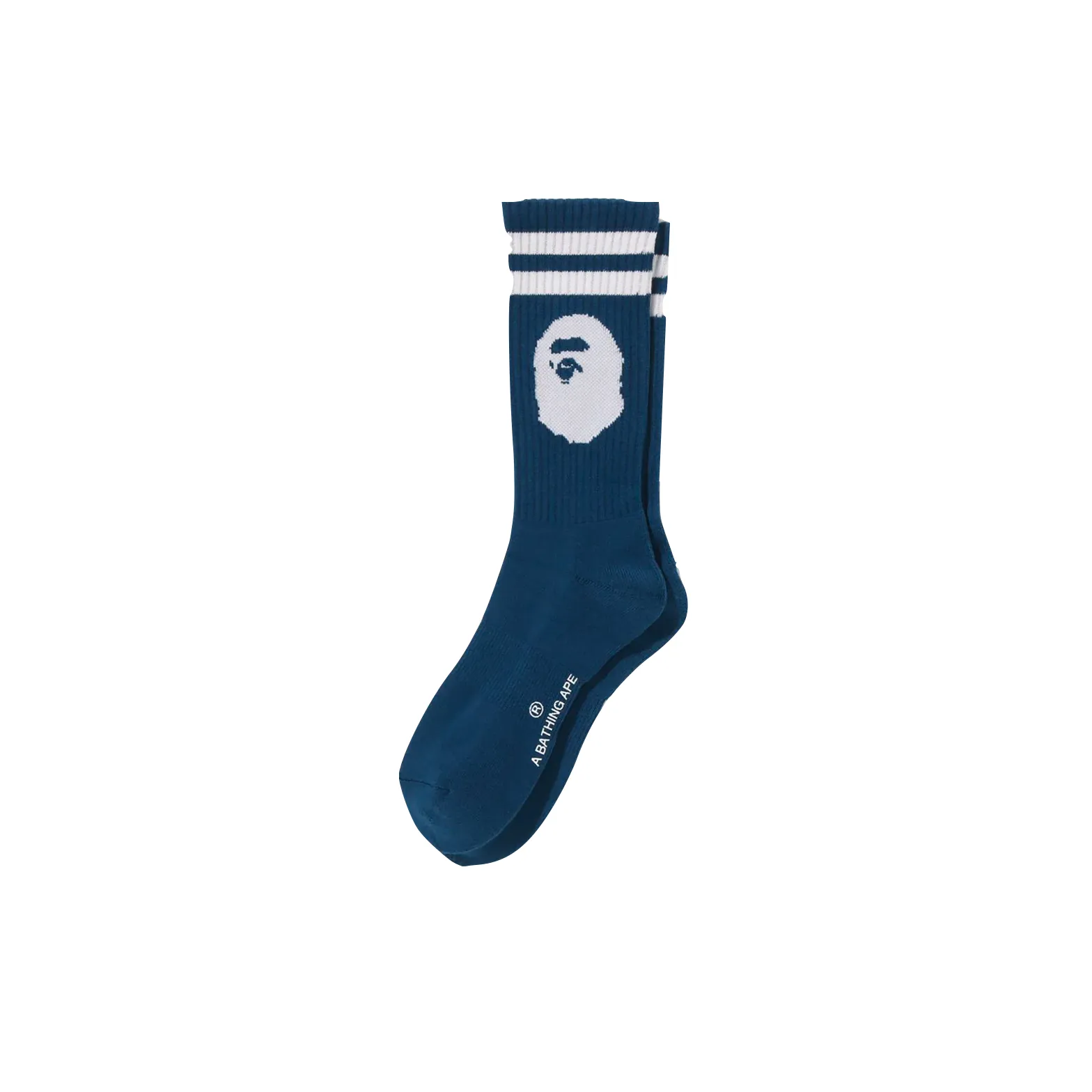 A BATHING APE APE HEAD LINE SOCKS - NAVY