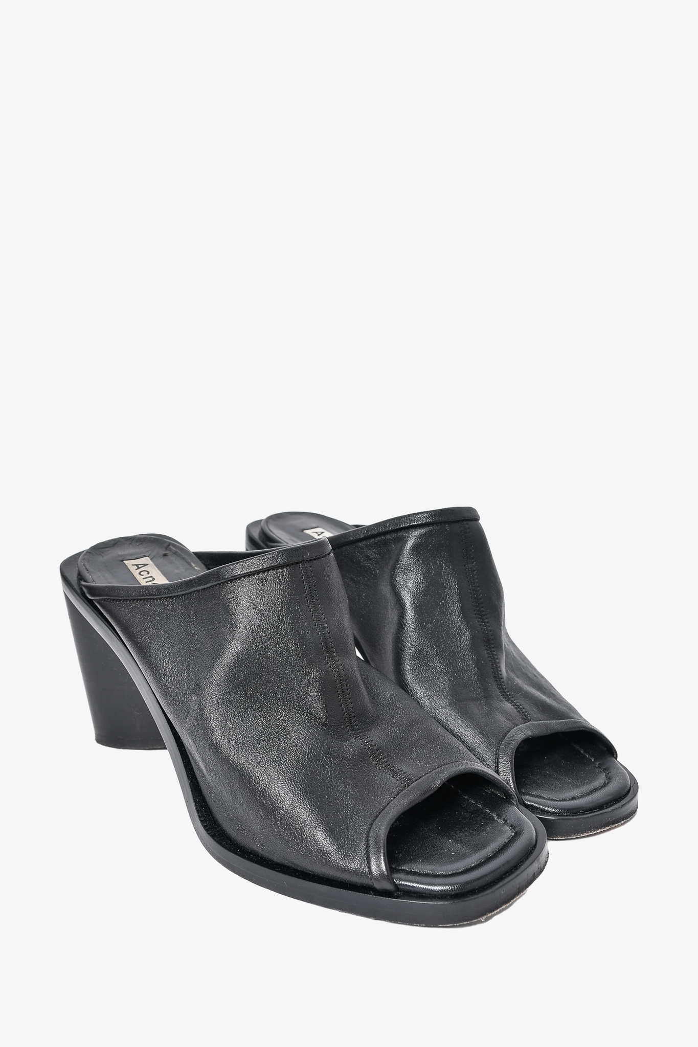 Acne Studios Black Leather Heeled Mules