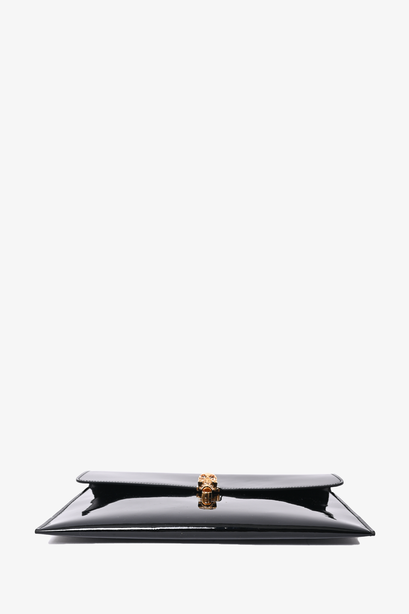 Alexander McQueen Black Patent Envelope Skull Lock Clutch