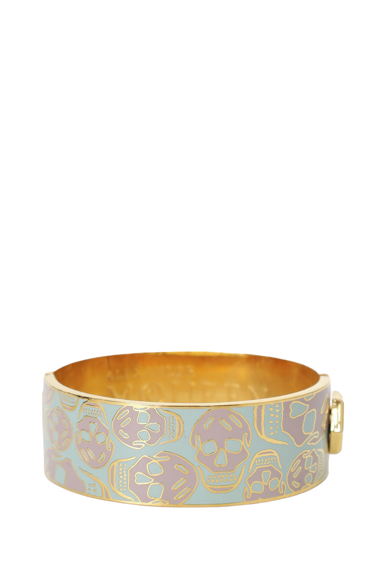 Alexander McQueen Gold Tone Blue/Purple Skull Print Cuff