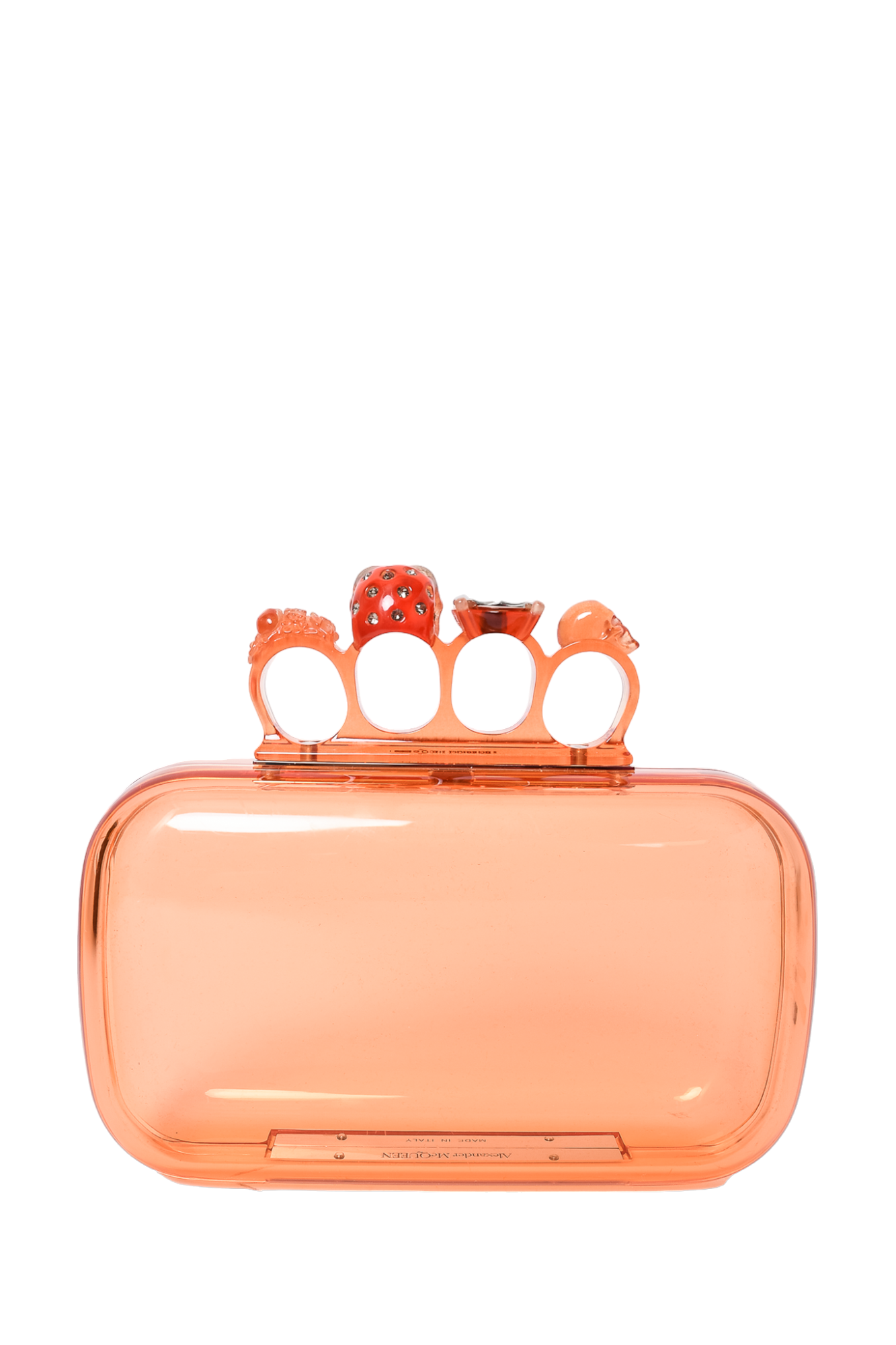 Alexander McQueen Peach Acrylic Translucent Skull Clutch