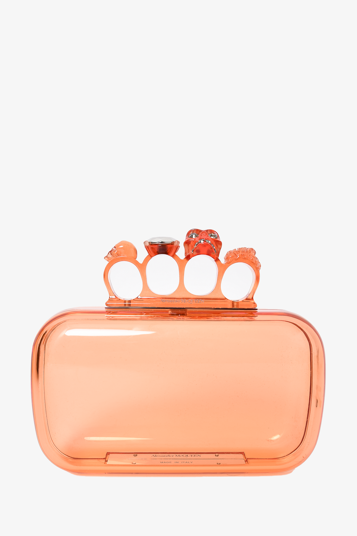 Alexander McQueen Peach Acrylic Translucent Skull Clutch