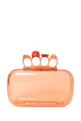 Alexander McQueen Peach Acrylic Translucent Skull Clutch