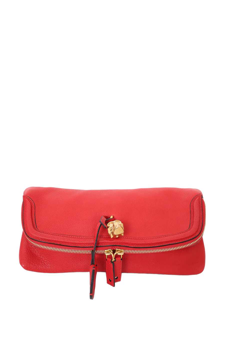 Alexander McQueen Red Leather Skull Padlock Clutch