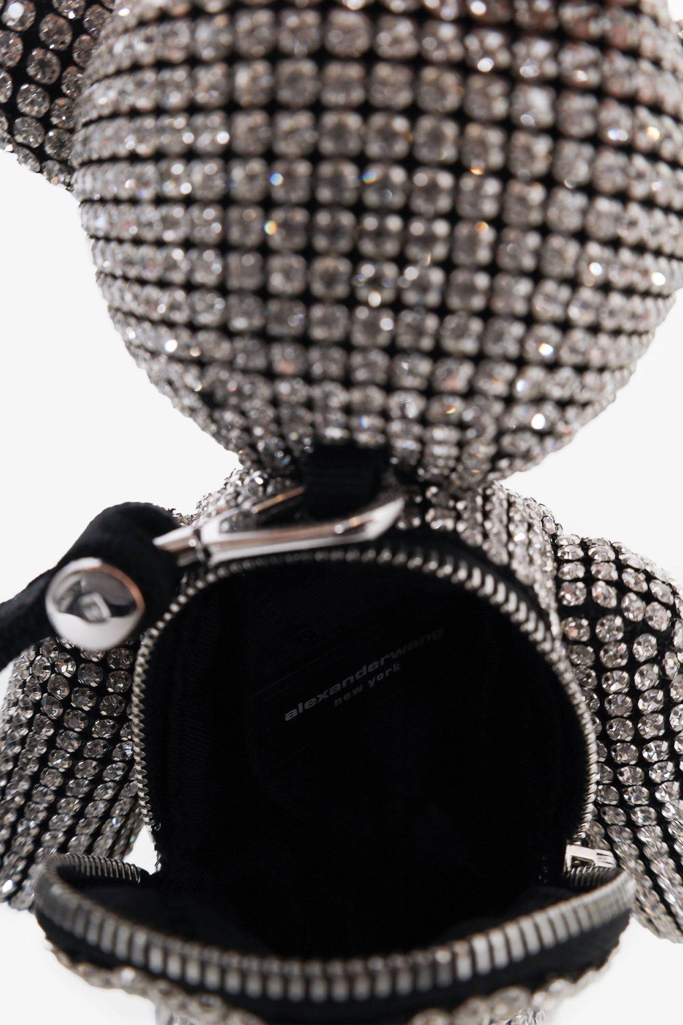 Alexander Wang Silver Crystal Mesh Beiress Bear Clutch