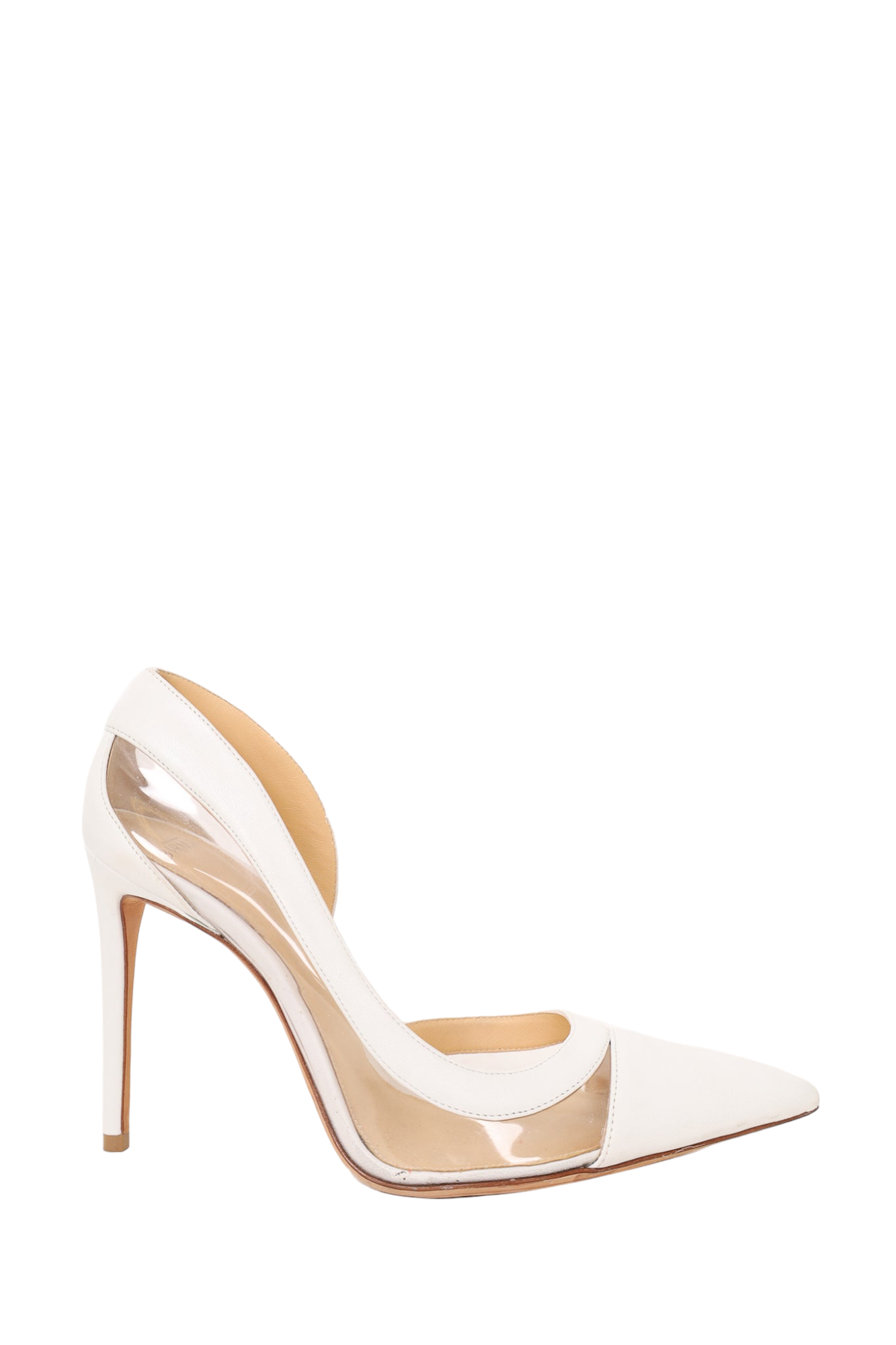 Alexandre Birman White PVC/Leather Point Toe Heels Size 38.5