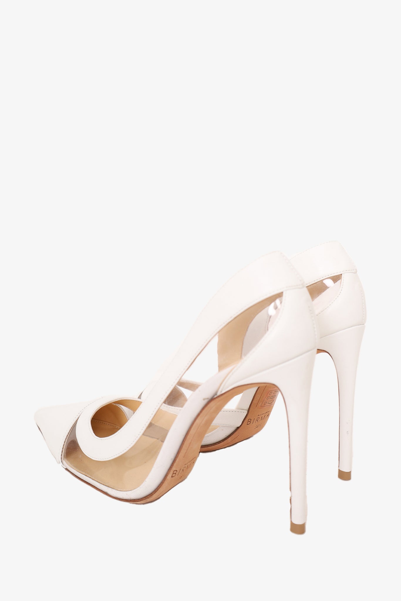 Alexandre Birman White PVC/Leather Point Toe Heels Size 38.5