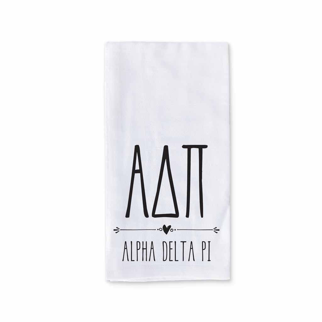 Alpha Delta Pi Sorority Kitchen Towel with Boho Design