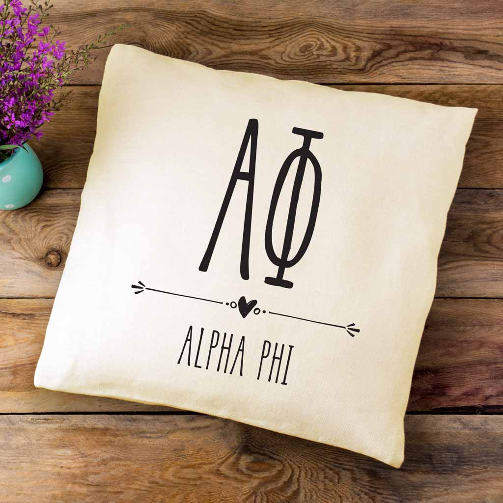 Alpha Phi Greek Boho Sorority Throw Pillow Cover for Dorm or Apartment