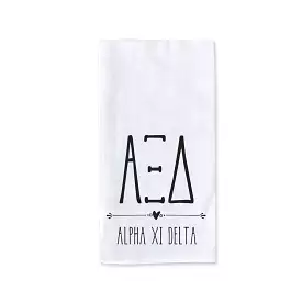 Alpha Xi Delta Sorority Kitchen Towel with Boho Design