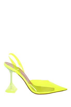 Amina Muaddi Neon Yellow Holli Glass PVC Slingback Pumps Size 37