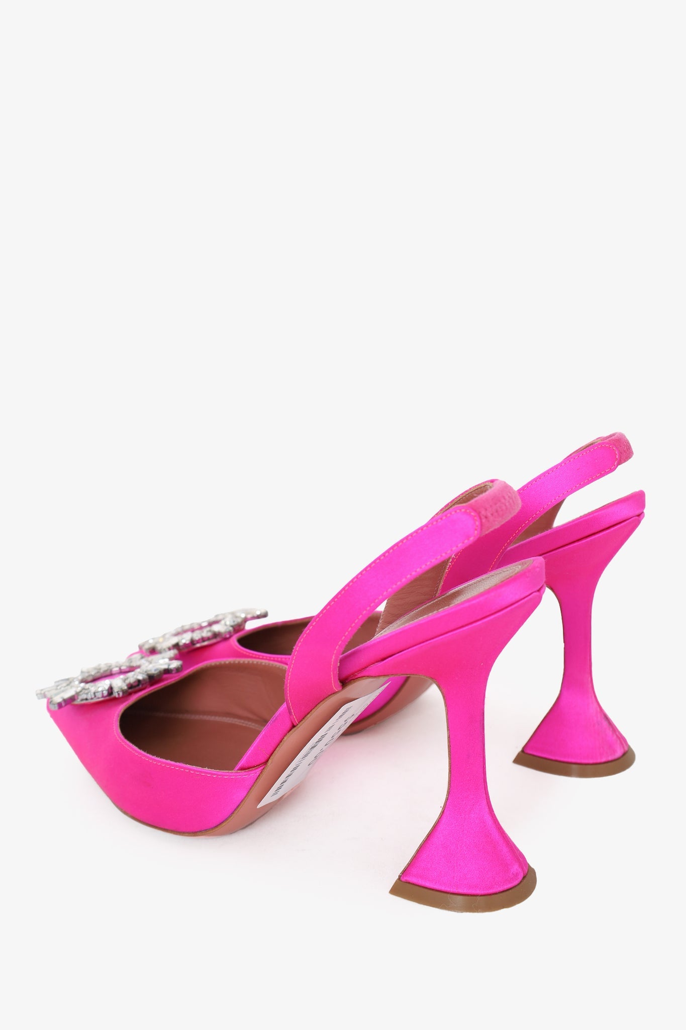 Amina Muaddi Pink Satin Slingback Pumps sz 39.5