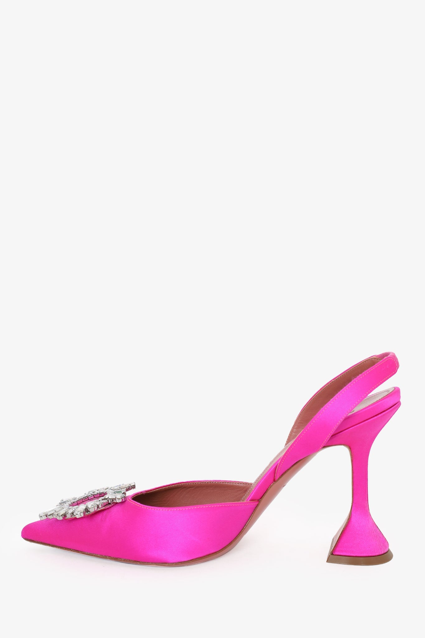 Amina Muaddi Pink Satin Slingback Pumps sz 39.5