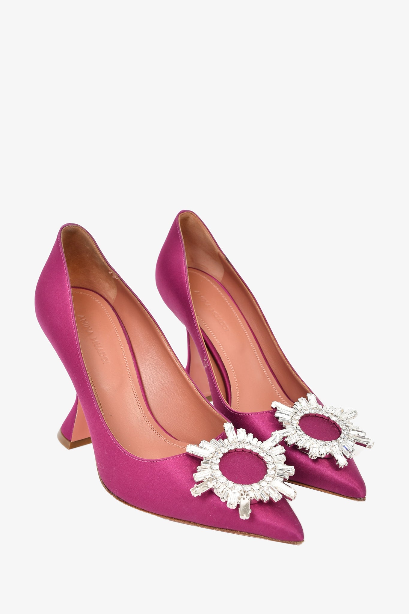 Amina Muaddi Purple Satin 'Begum' Heels Size 36.5