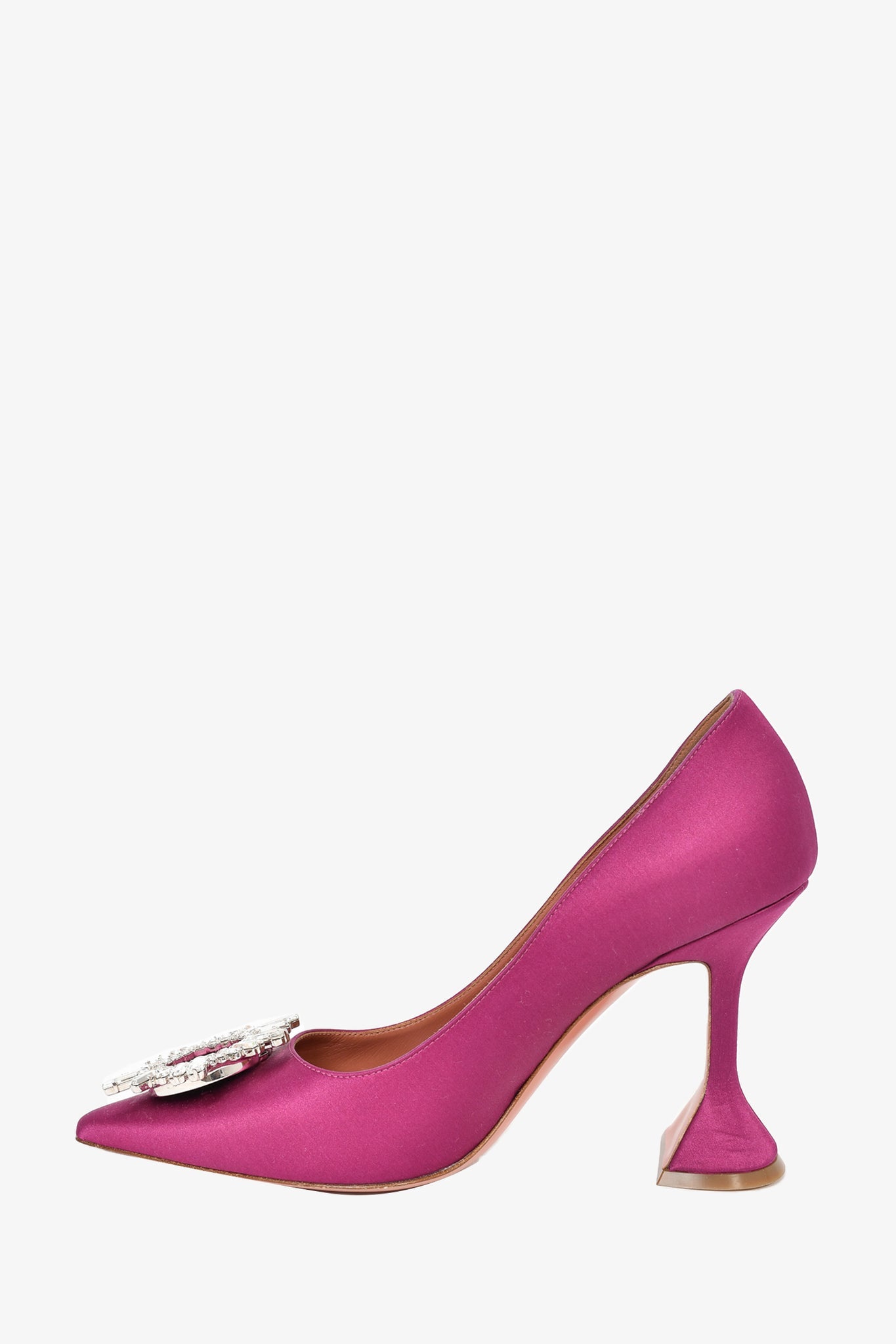 Amina Muaddi Purple Satin 'Begum' Heels Size 36.5