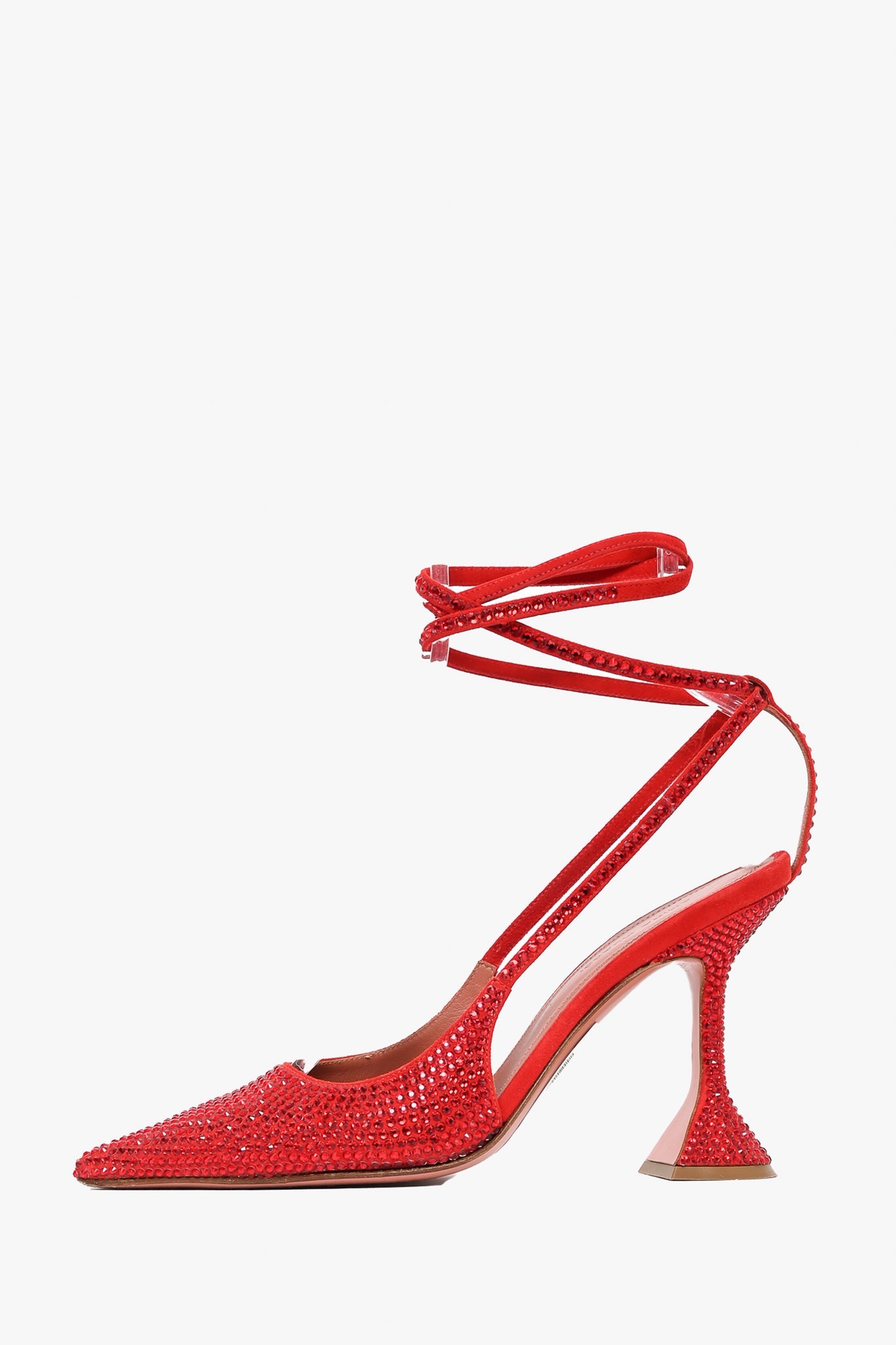 Amina Muaddi Red Crystal 'Karma' Pointed Heels Size 37