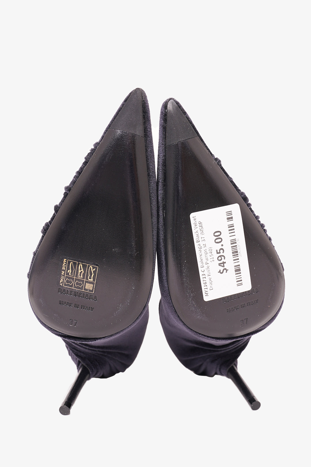 Balenciaga Black Velvet Drape Knife Pumps sz 37