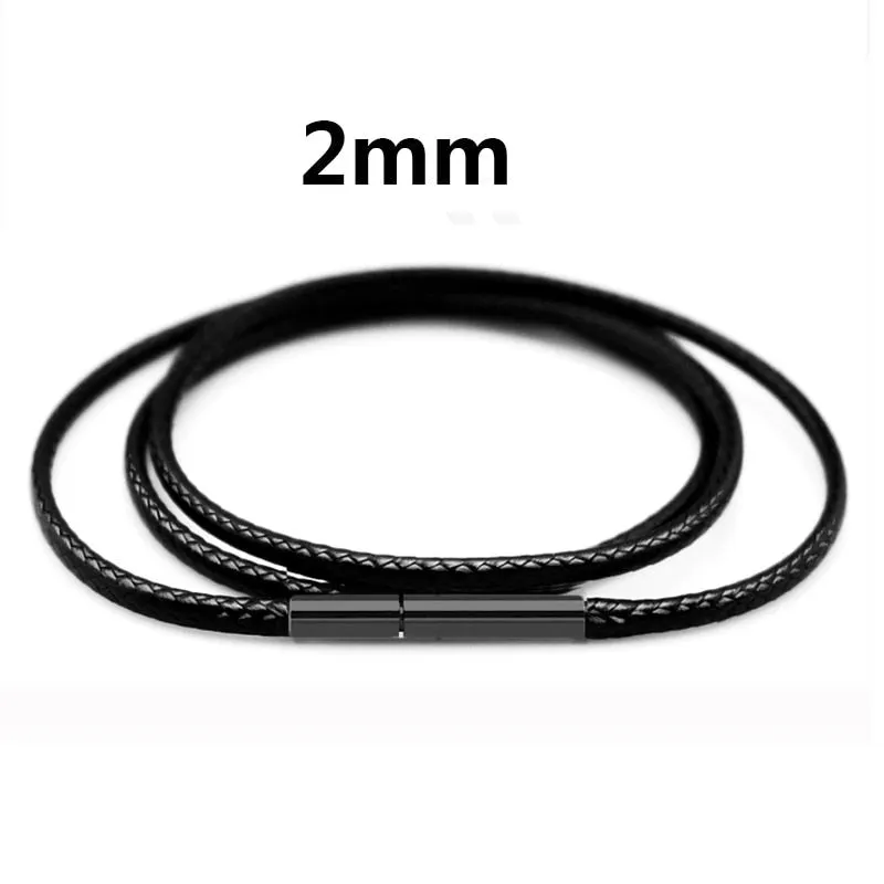 Black Necklace Cord Leather With Stainless Steel Clasp For Men Women