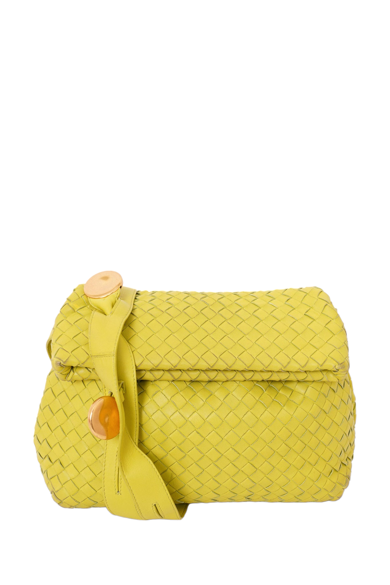 Bottega Veneta Apple Green Embellished Intrecciato 'The Fold' Shoulder Bag