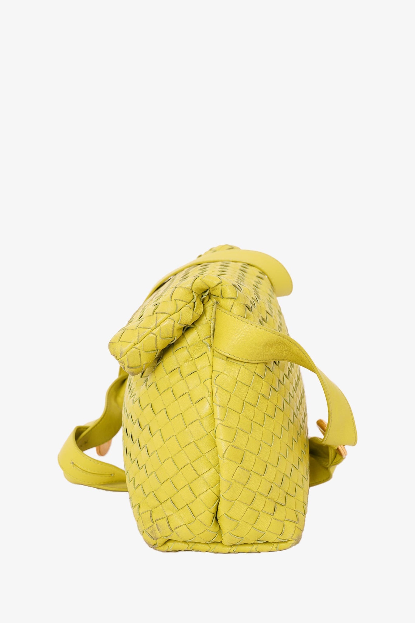 Bottega Veneta Apple Green Embellished Intrecciato 'The Fold' Shoulder Bag