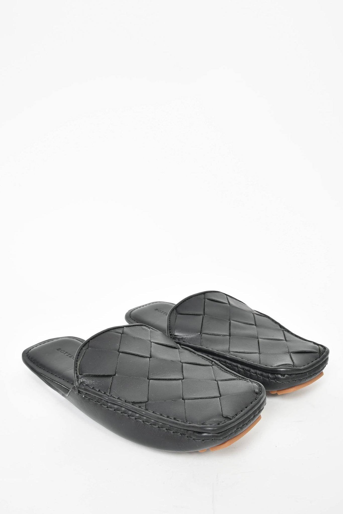 Bottega Veneta Black Intrecciato Leather Mule Slides sz 36.5