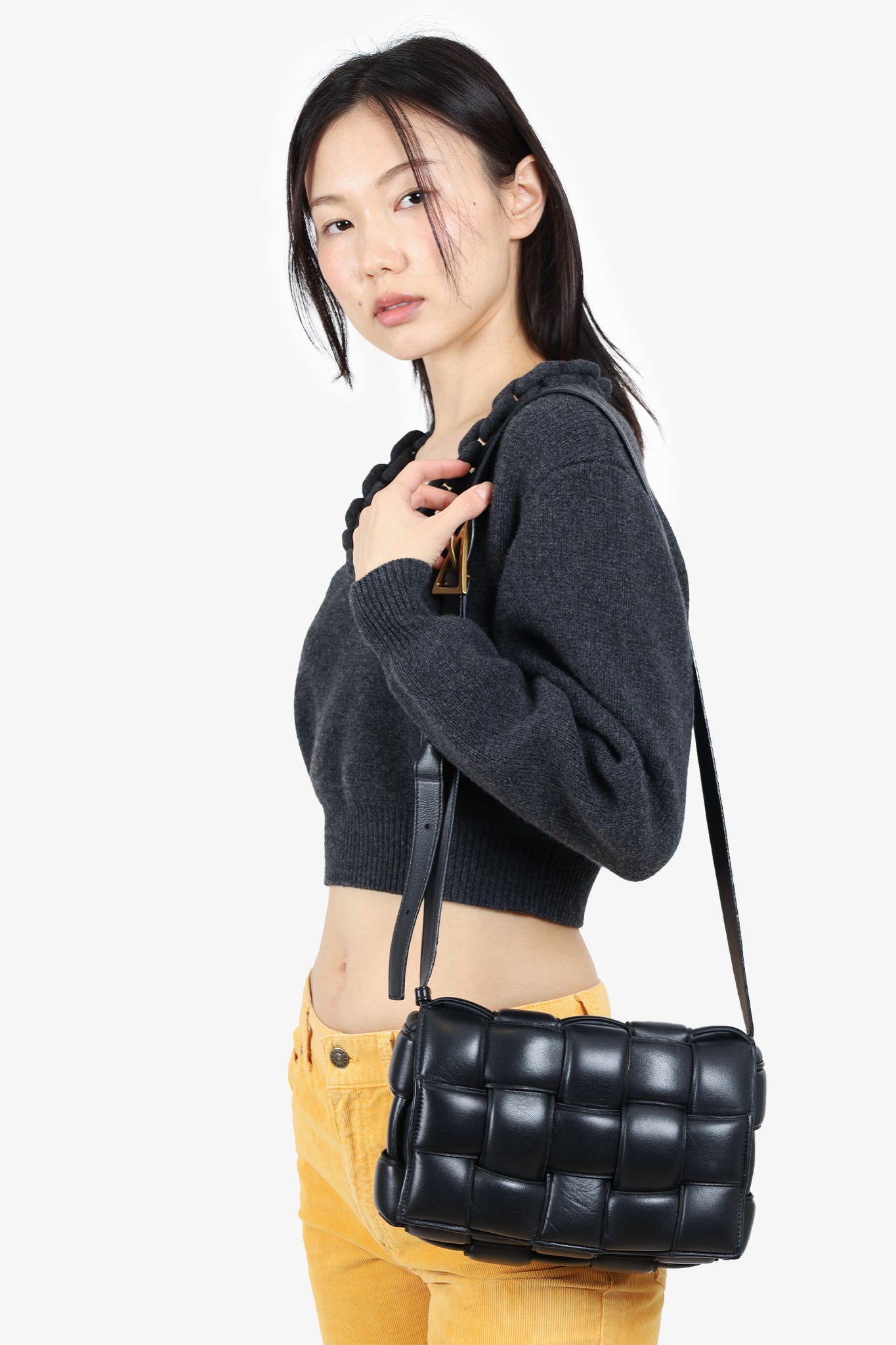 Bottega Veneta Black Leather Padded Cassette Crossbody