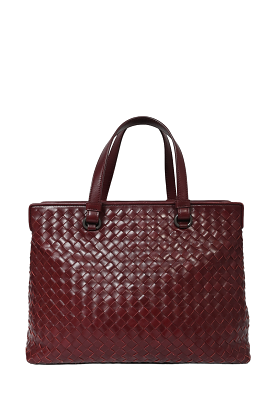 Bottega Veneta Burgundy Intrecciato Leather Bag