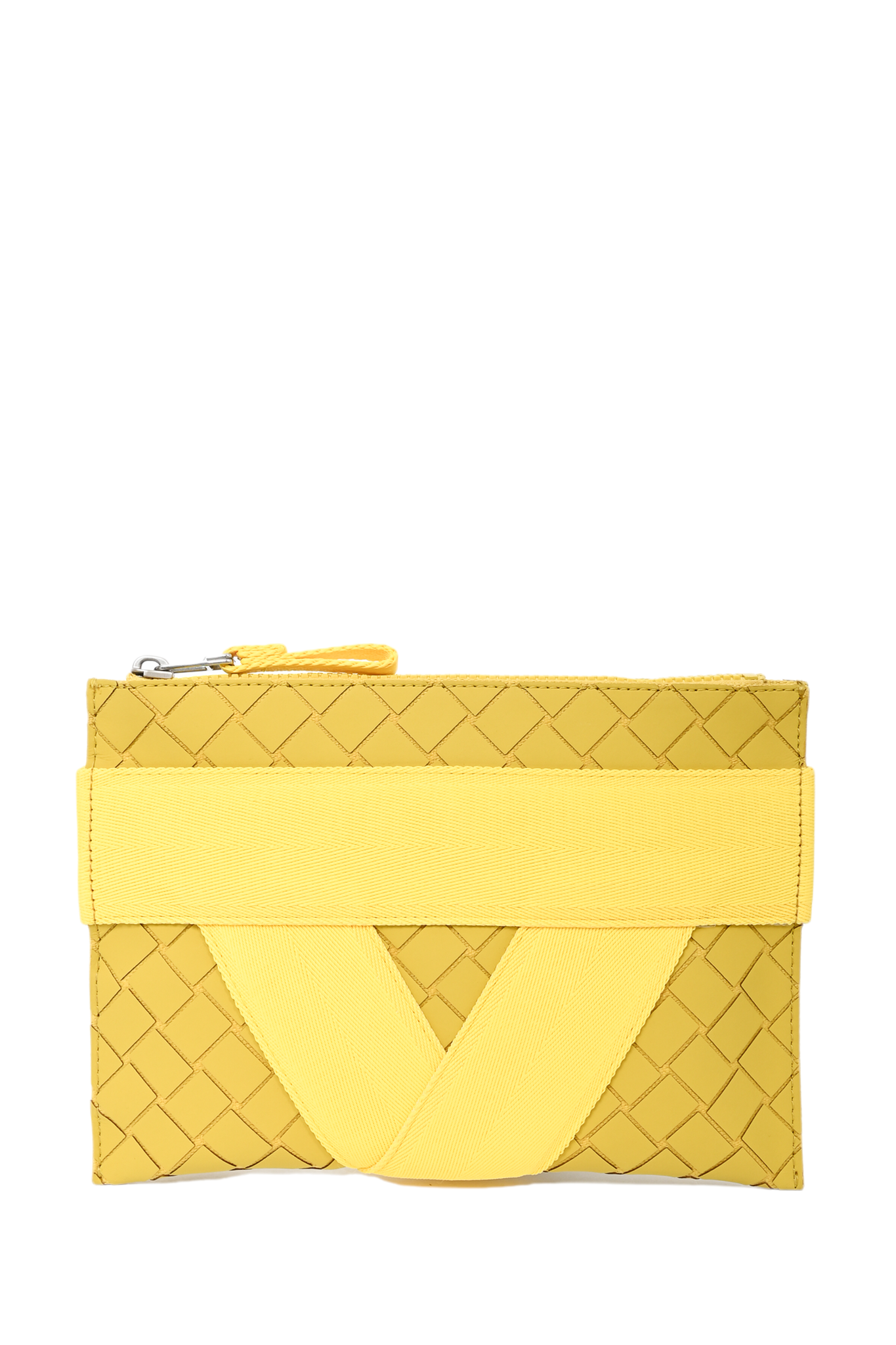 Bottega Veneta Chartreuse Hard Rubber/Yellow Canvas Zip Pouch