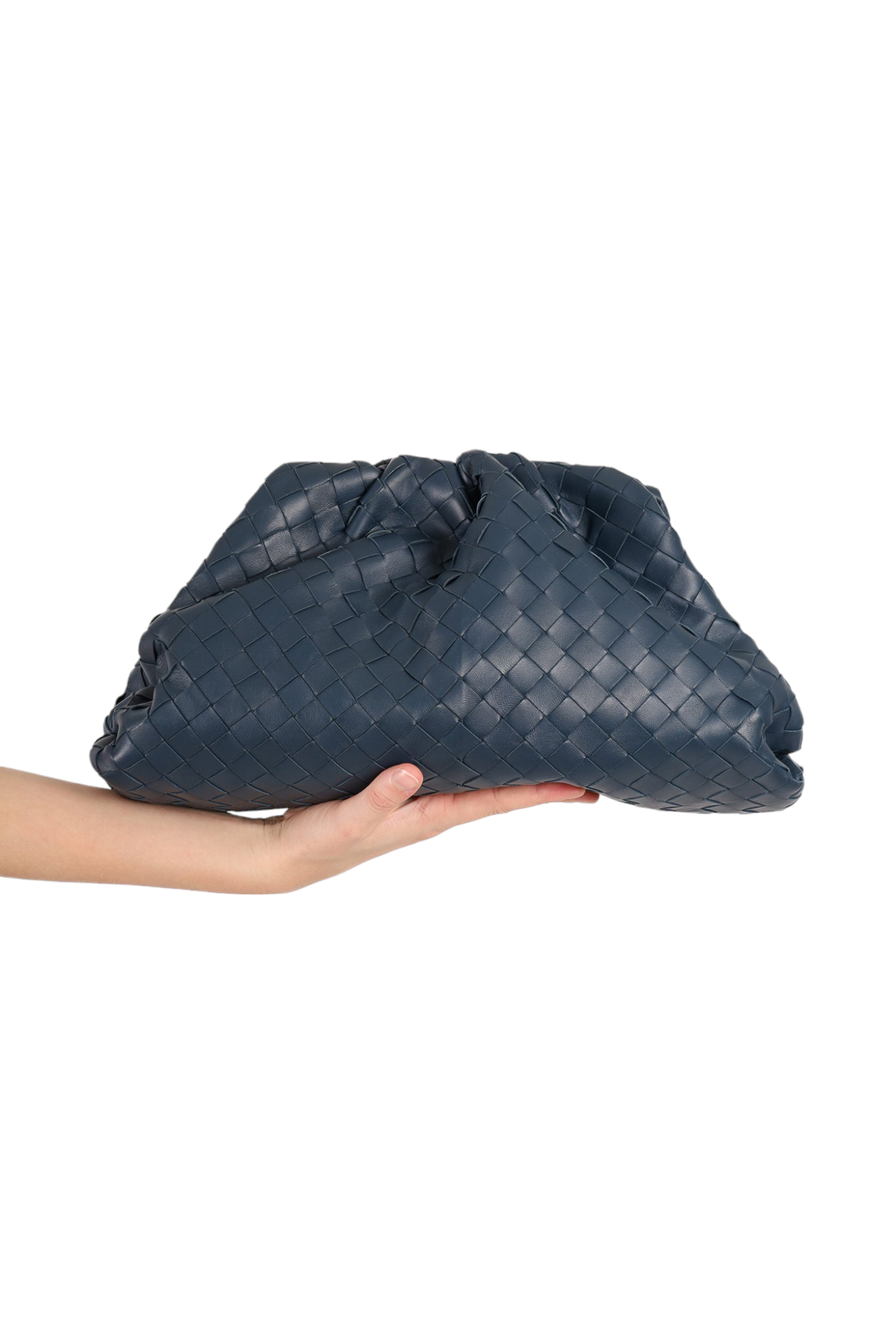 Bottega Veneta Deep Blue Intrecciato Leather Classic Pouch Clutch