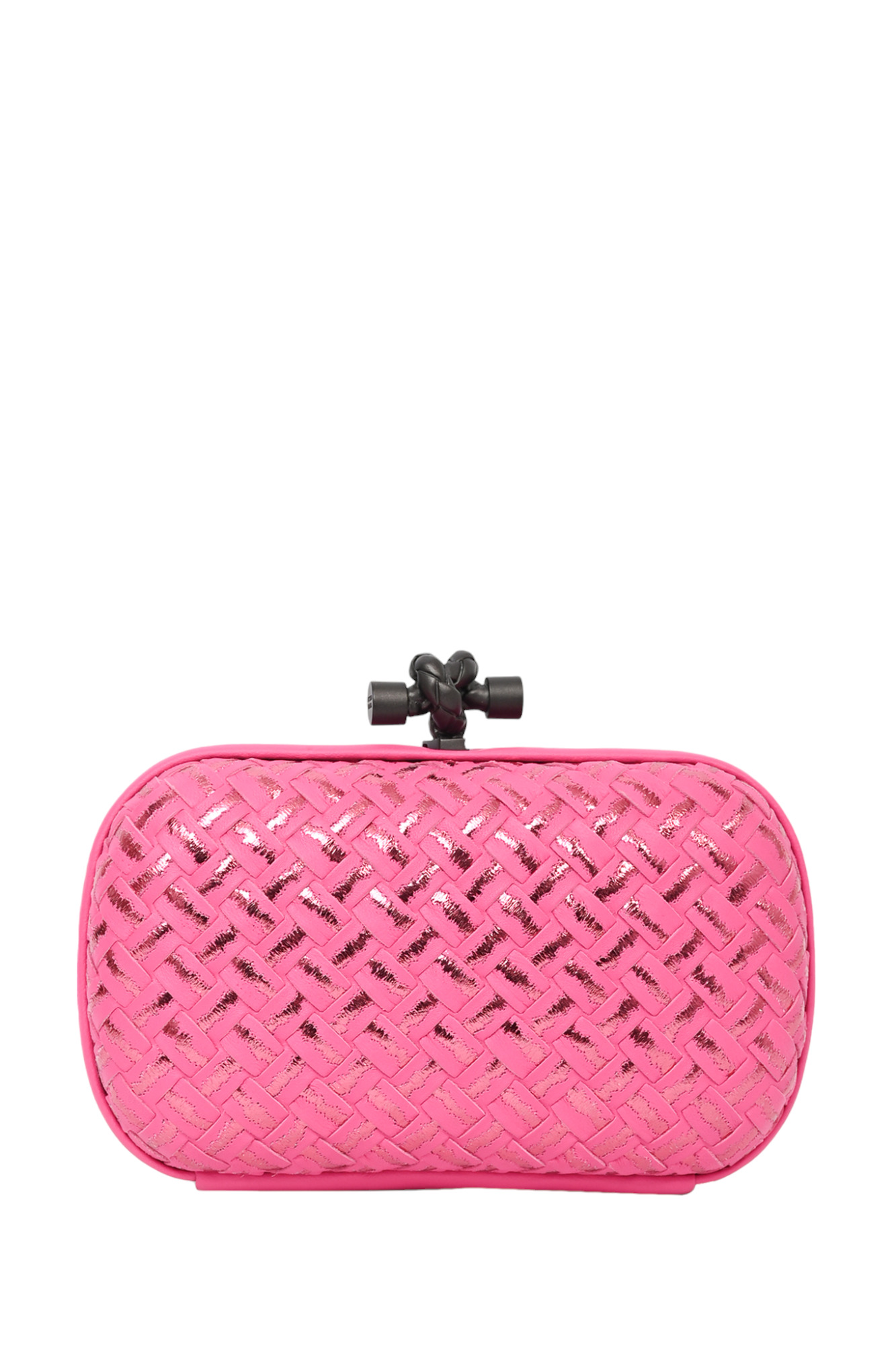 Bottega Veneta Hot Pink Leather Intrecciato Knot Clutch