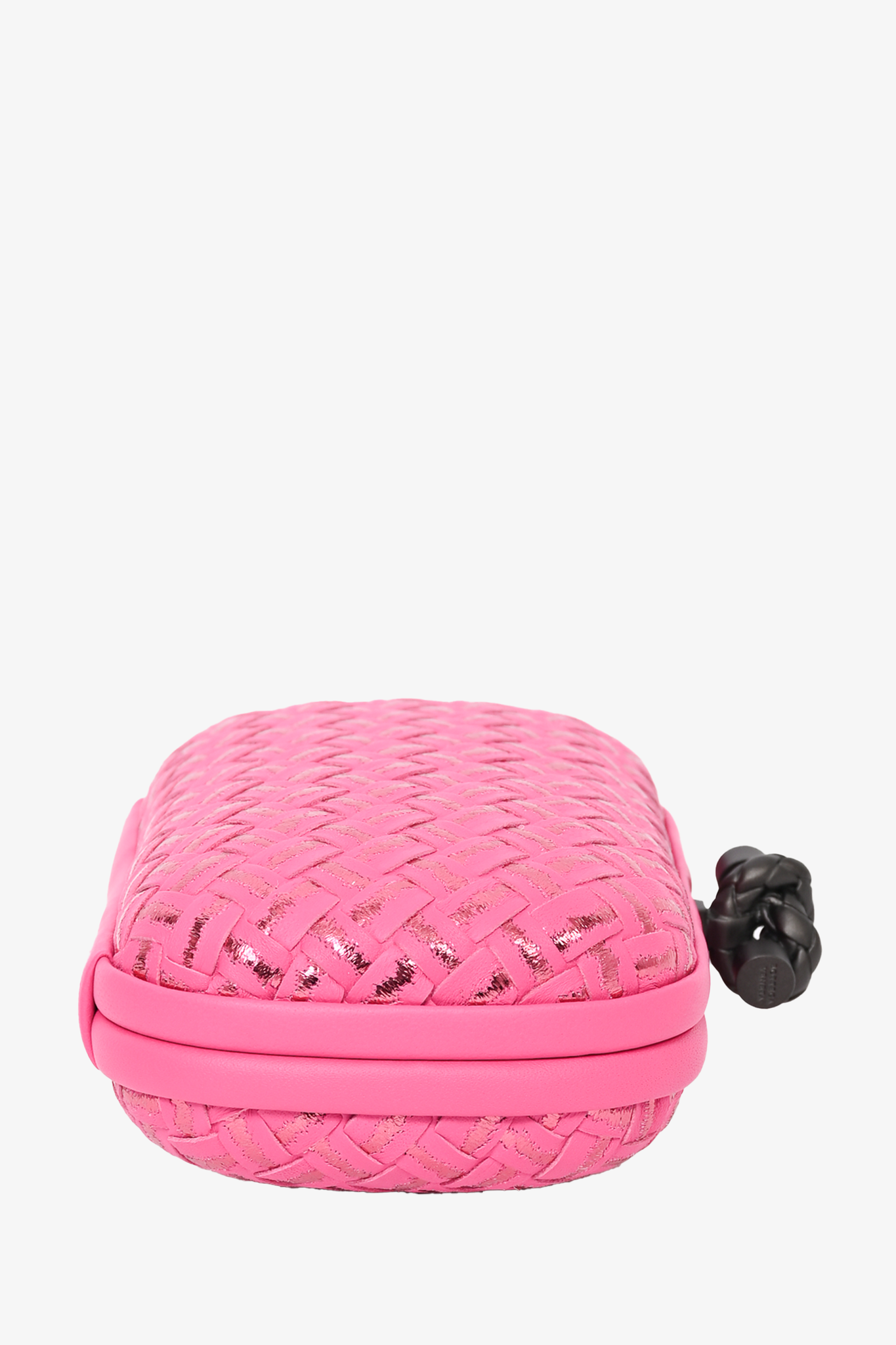 Bottega Veneta Hot Pink Leather Intrecciato Knot Clutch