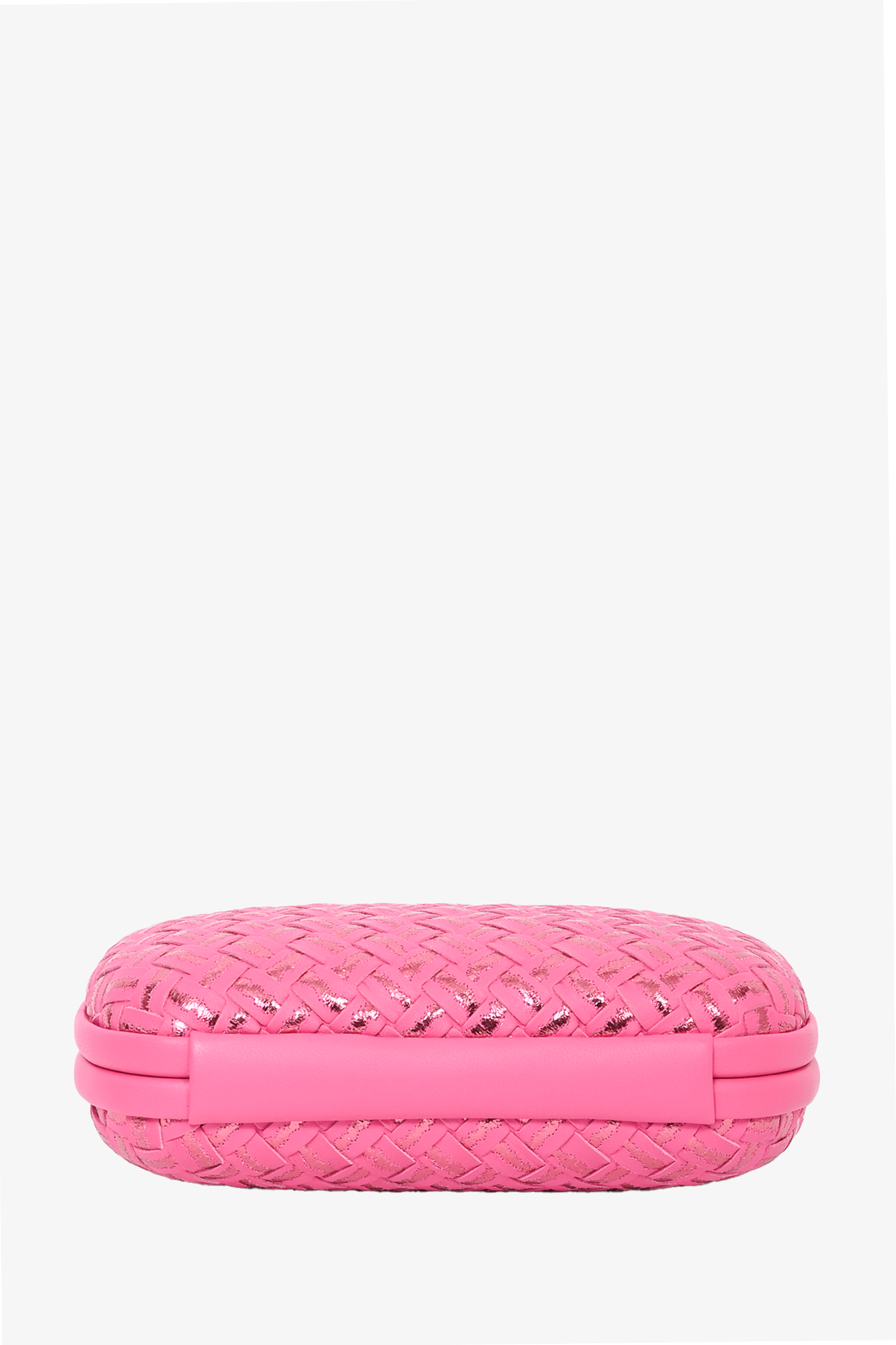 Bottega Veneta Hot Pink Leather Intrecciato Knot Clutch