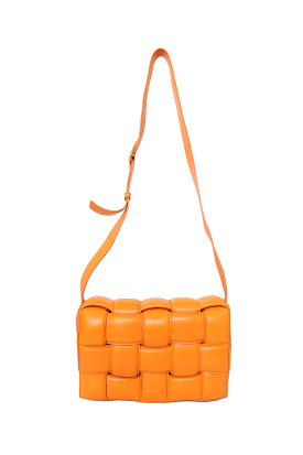 Bottega Veneta Orange Leather Padded Cassette Shoulder Bag