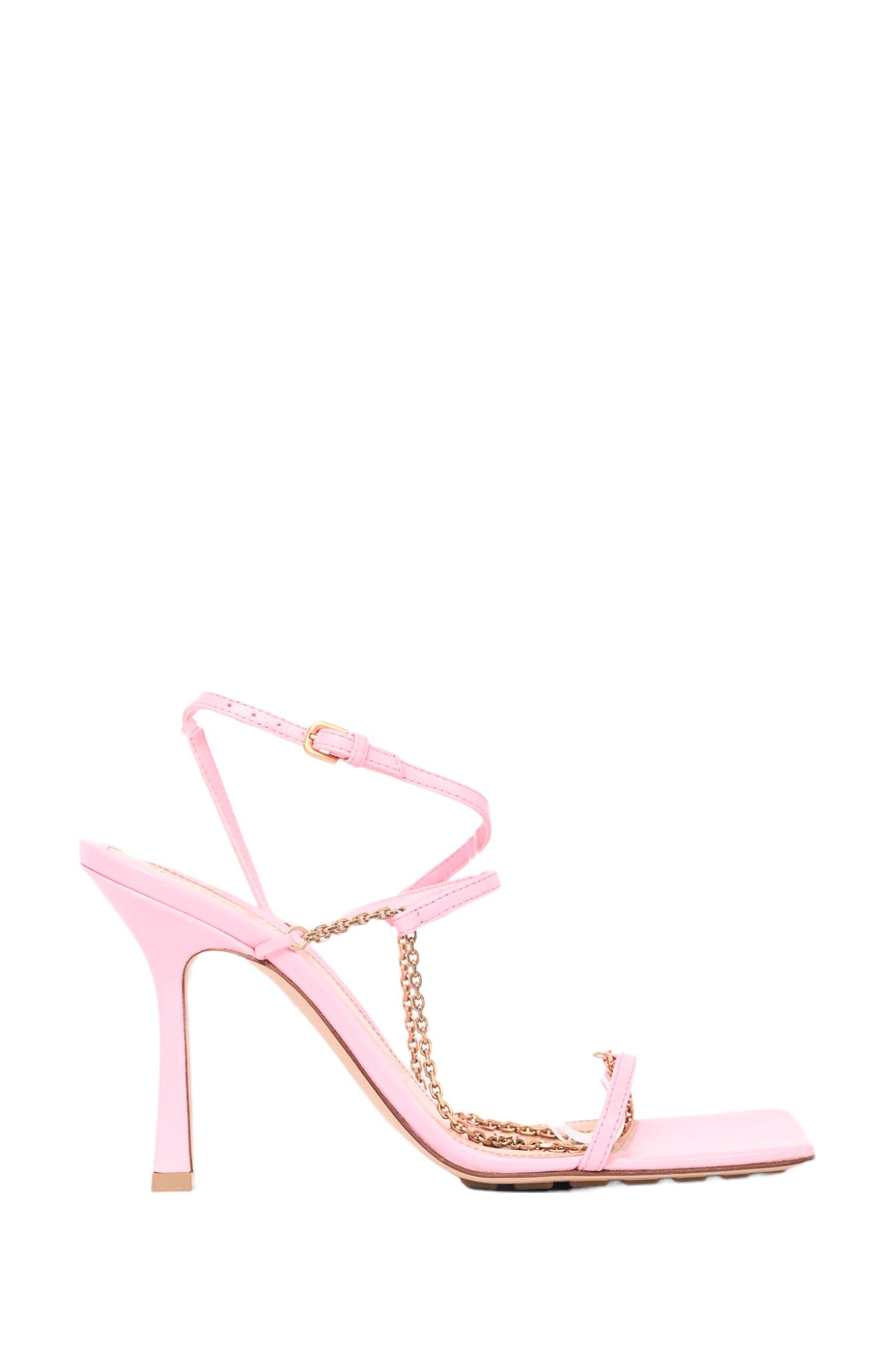 Bottega Veneta Pink Leather Chain Detail Heels Size 38