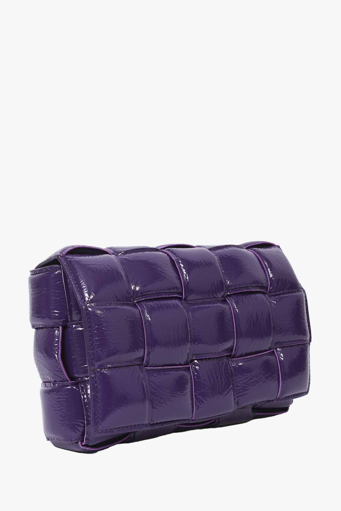 Bottega Veneta Purple Patent Leather Cassette Shoulder Bag