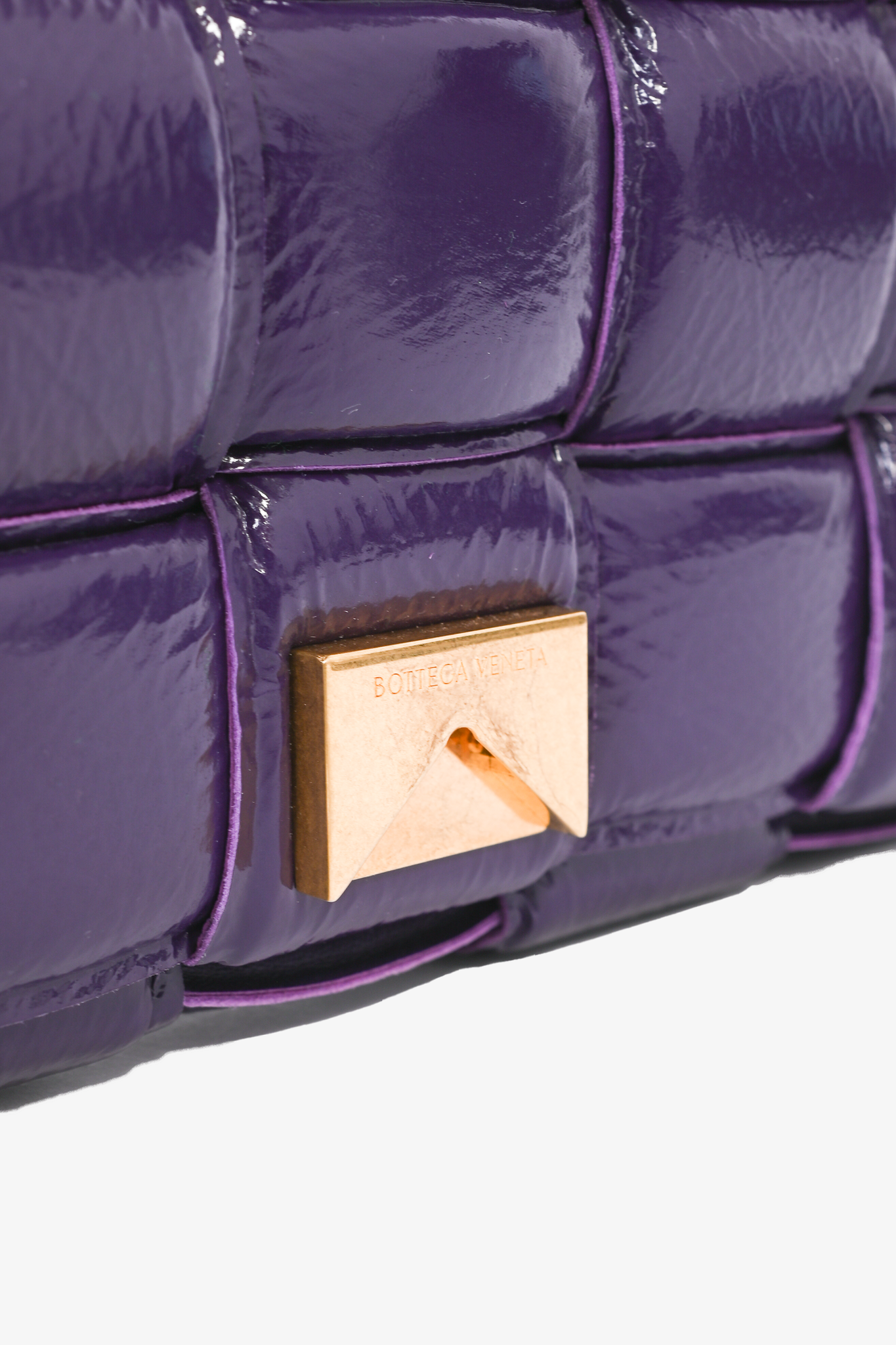 Bottega Veneta Purple Patent Leather Cassette Shoulder Bag