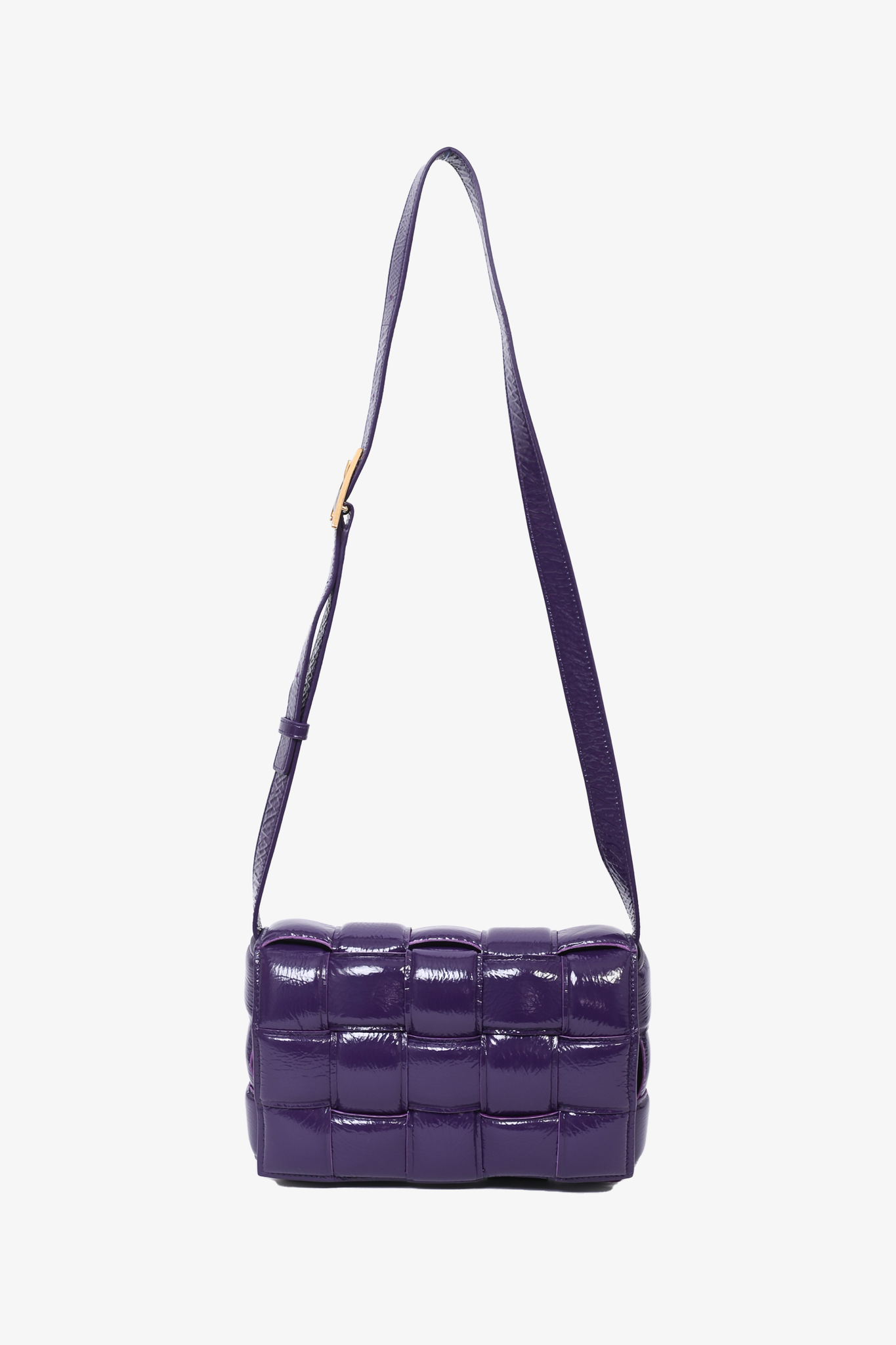 Bottega Veneta Purple Patent Leather Cassette Shoulder Bag