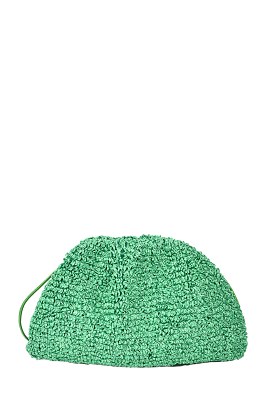 Bottega Venta Green Raffia Mini Pouch Crossbody