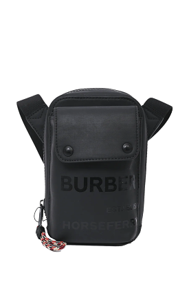 Burberry Black Coated Canvas 'Horseferry' Print Crossbody Pouch