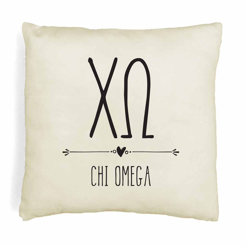 Chi O Greek Boho Sorority Throw Pillow Cover for Dorm or Apartment