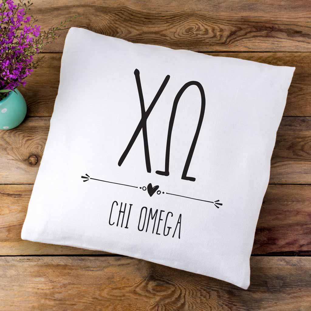 Chi O Greek Boho Sorority Throw Pillow Cover for Dorm or Apartment