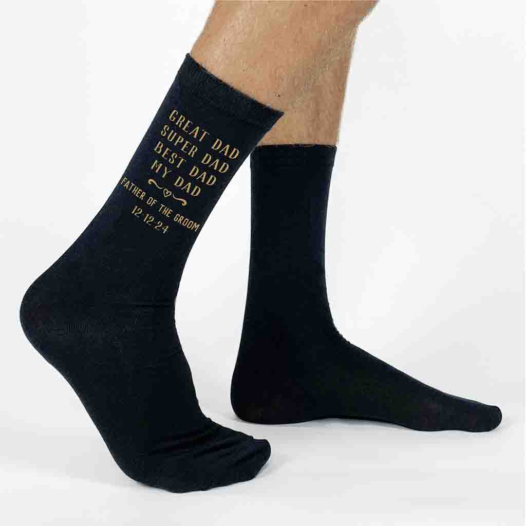 Custom Best Dad Father of the Groom Wedding Socks