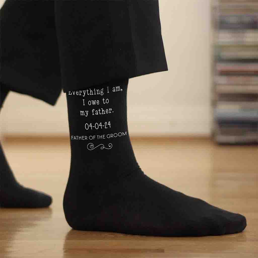 Custom Printed Father of the Groom Wedding Socks