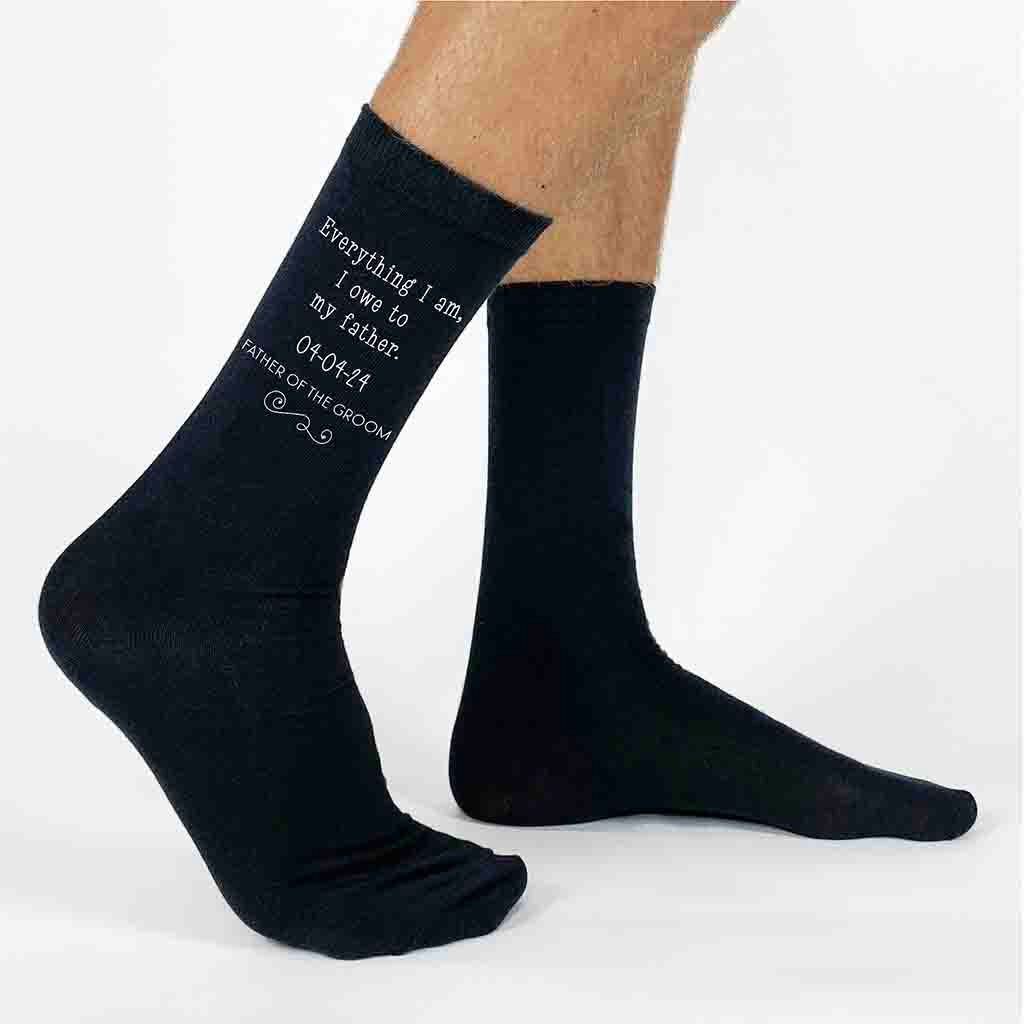 Custom Printed Father of the Groom Wedding Socks