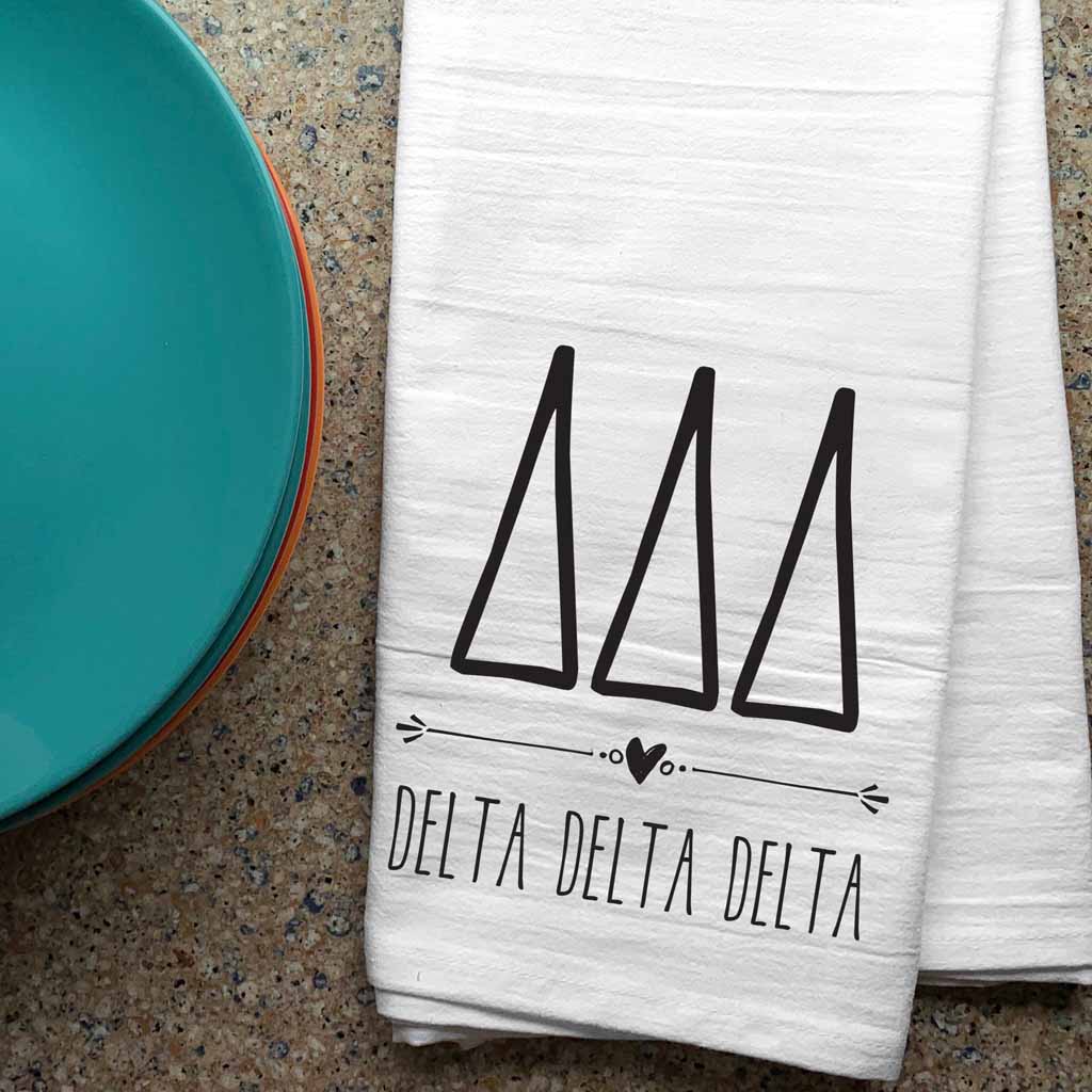 Delta Delta Delta Sorority Kitchen Towel with Boho Design