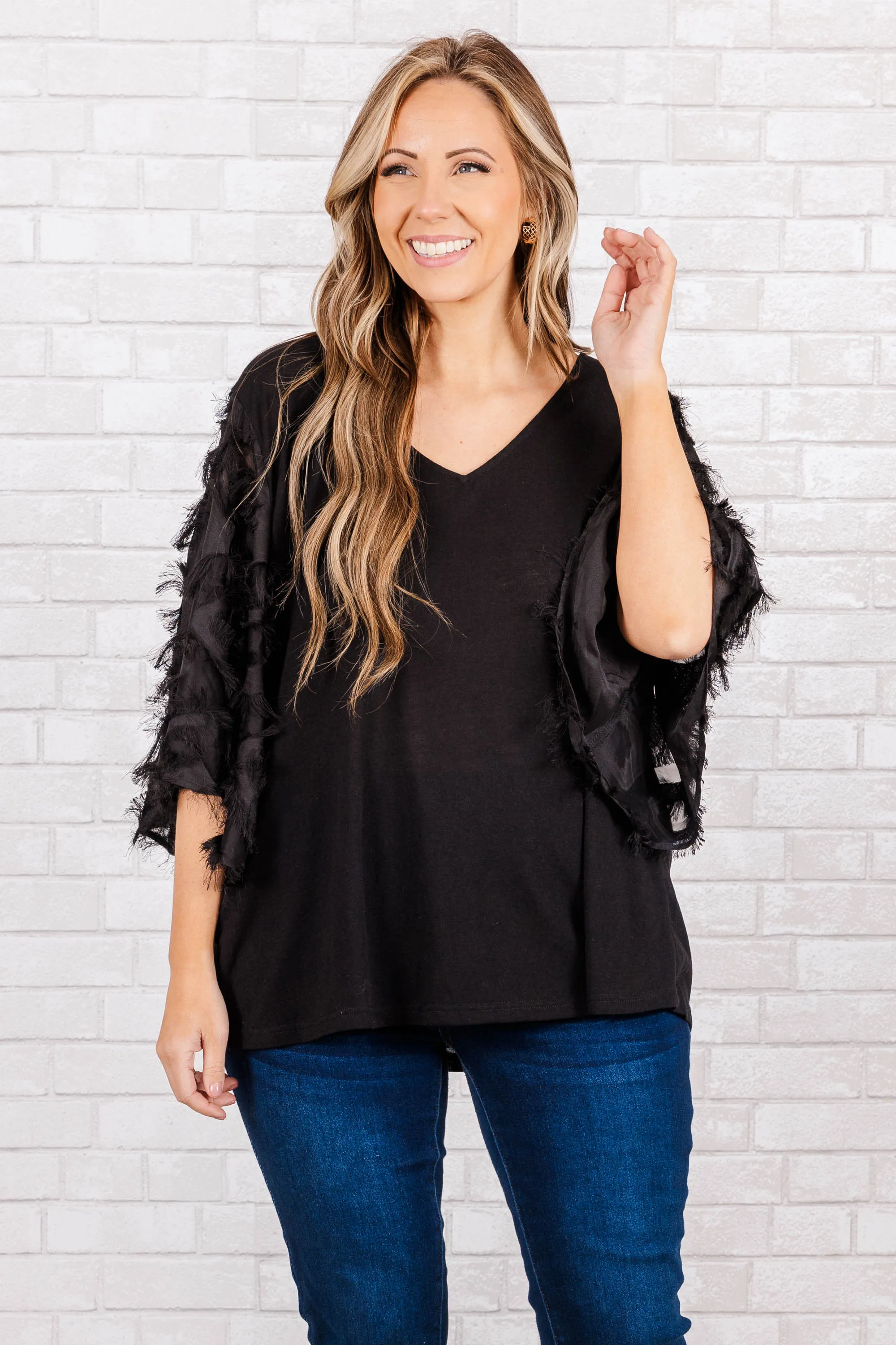 Feathered Delight Top, Black