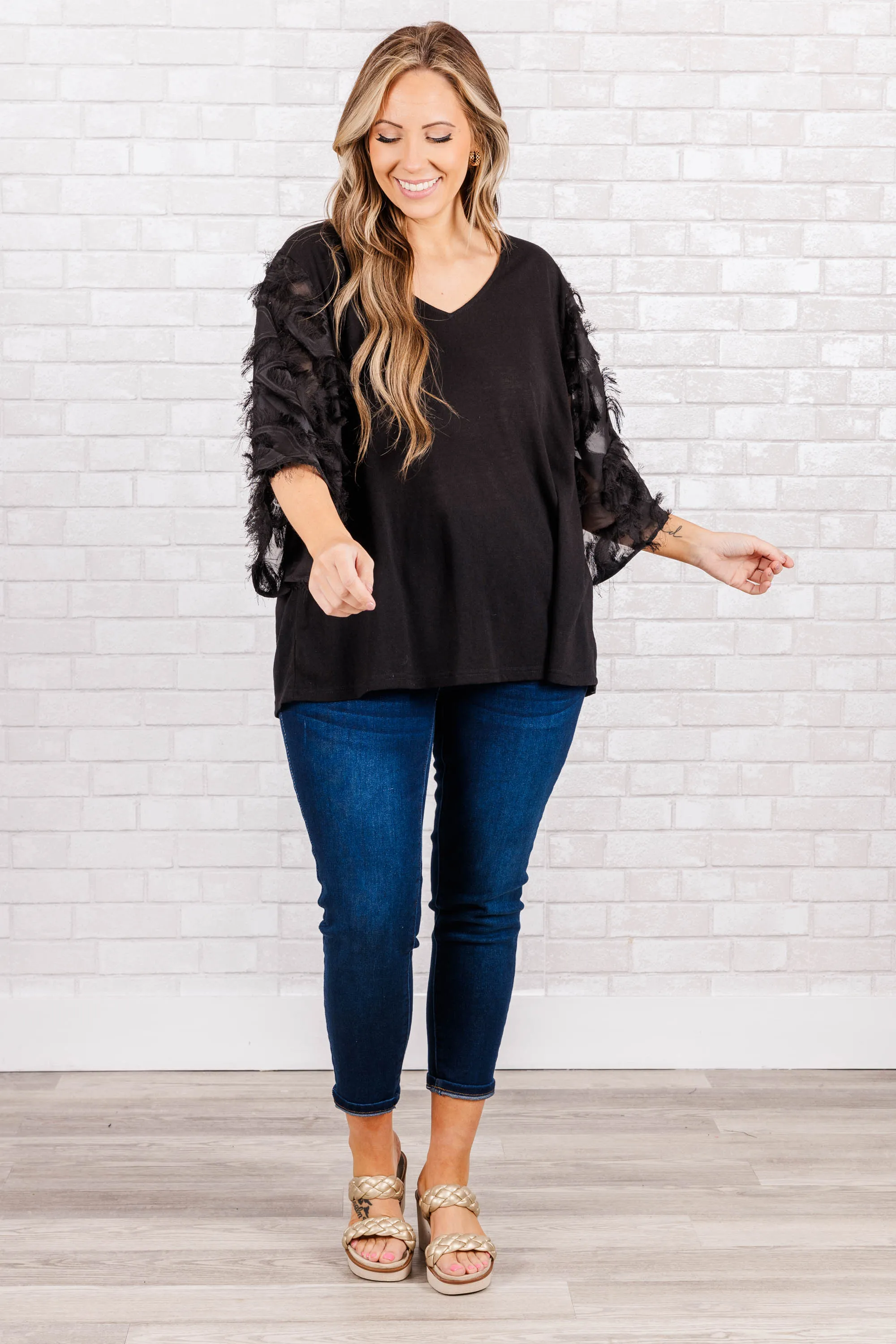 Feathered Delight Top, Black